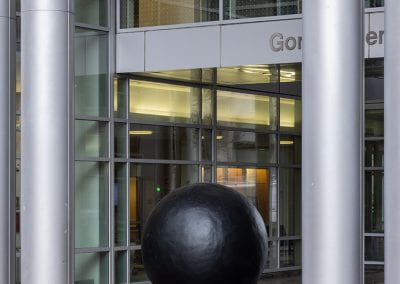 Black Sphere outside of the Gordon Center for Integrative Science. Photo by Michael Tropea. (2 of 4)